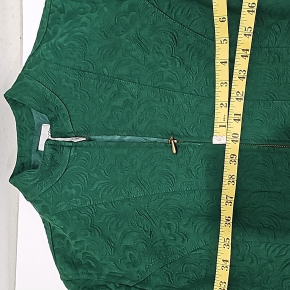 Chico’s Jacket Blazer Emerald Green Zip Front Lined Career Casual Size S - Picture 9 of 16